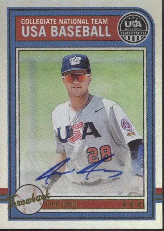 Jace Jung 2025 Panini USA Baseball Stars & Stripes Throwback Holo Auto AS - JJ - Collector Store LLC