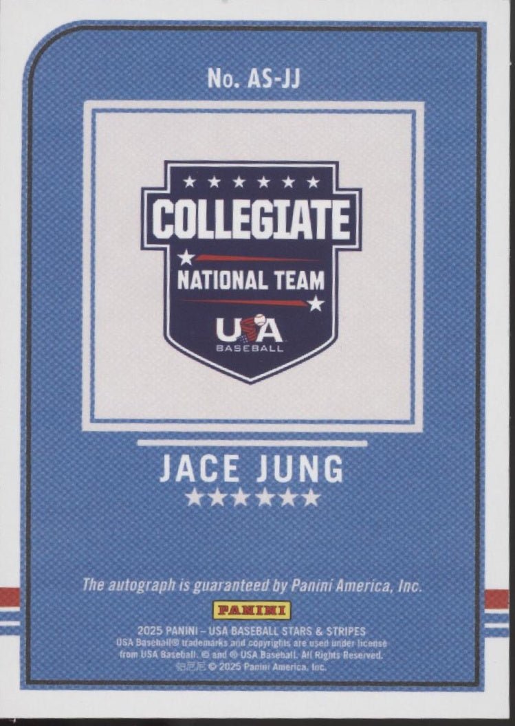 Jace Jung 2025 Panini USA Baseball Stars & Stripes Throwback Holo Auto AS - JJ - Collector Store LLC