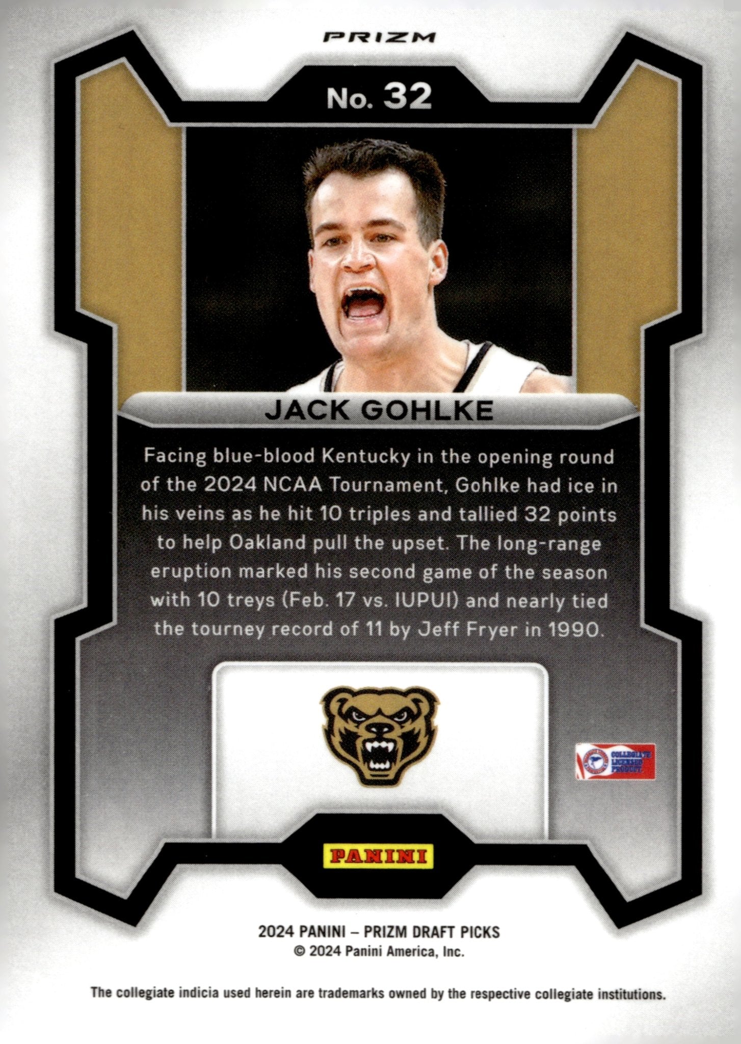 Jack Gohlke 2024 Panini Prizm Draft Picks Hyper Prizm RC #32 - Collector Store LLC