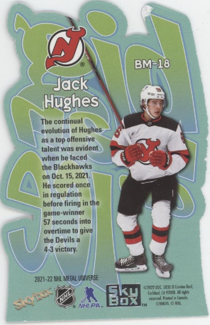 Jack Hughes 2021 - 22 Skybox Metal Universe Big Man on Ice Die - Cut #BM - 18 - Collector Store LLC