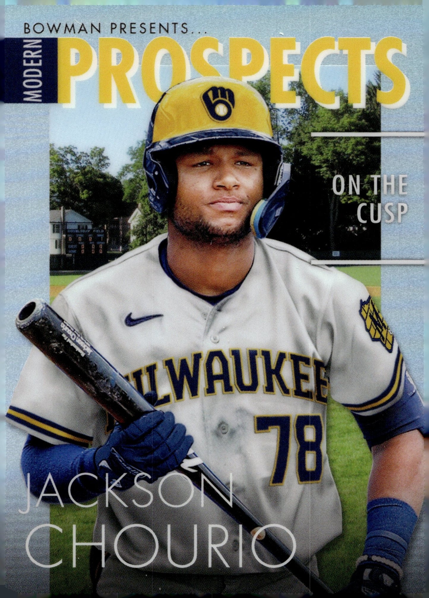 Jackson Chourio 2023 Bowman Chrome Modern Prospects Refractor MP - 12 - Collector Store LLC