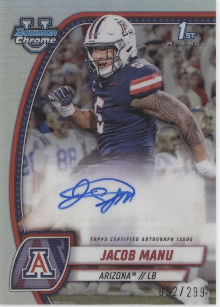 Jacob Manu 2024 Bowman Chrome University Refractor Auto 052/299 PA - JMA - Collector Store LLC