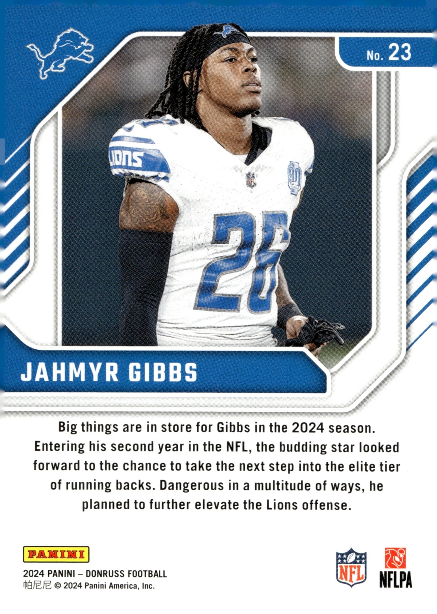 Jahmyr Gibbs 2024 Panini Donruss Elite Series #23 - Collector Store LLC