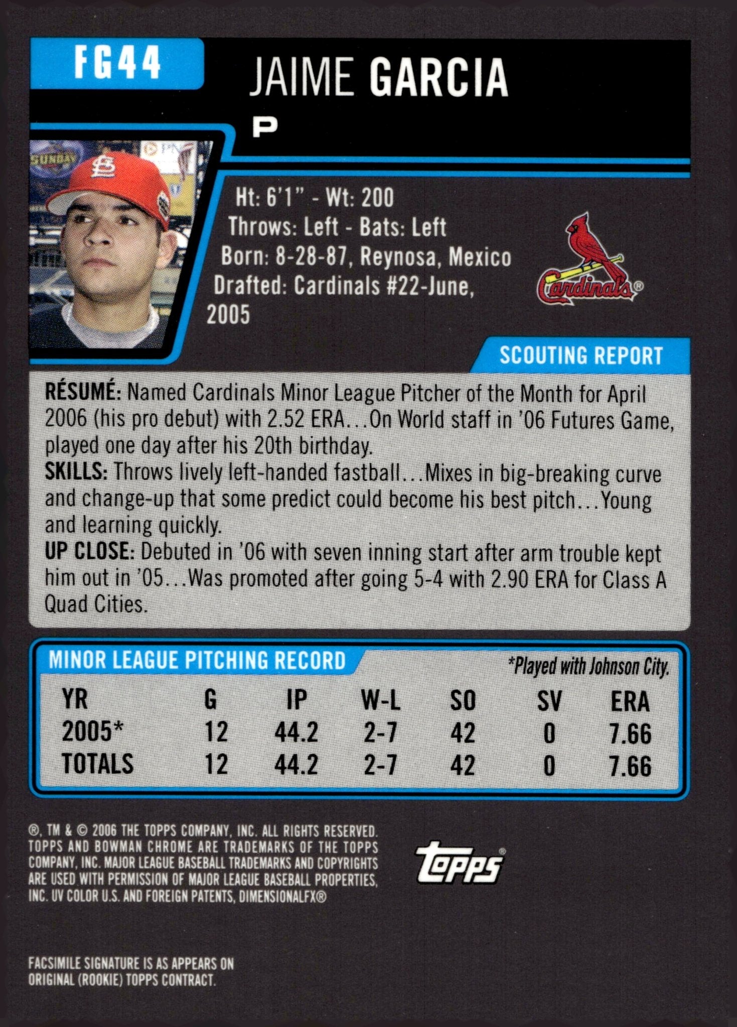 Jaime Garcia 2006 Bowman Chrome FG44 - Collector Store LLC