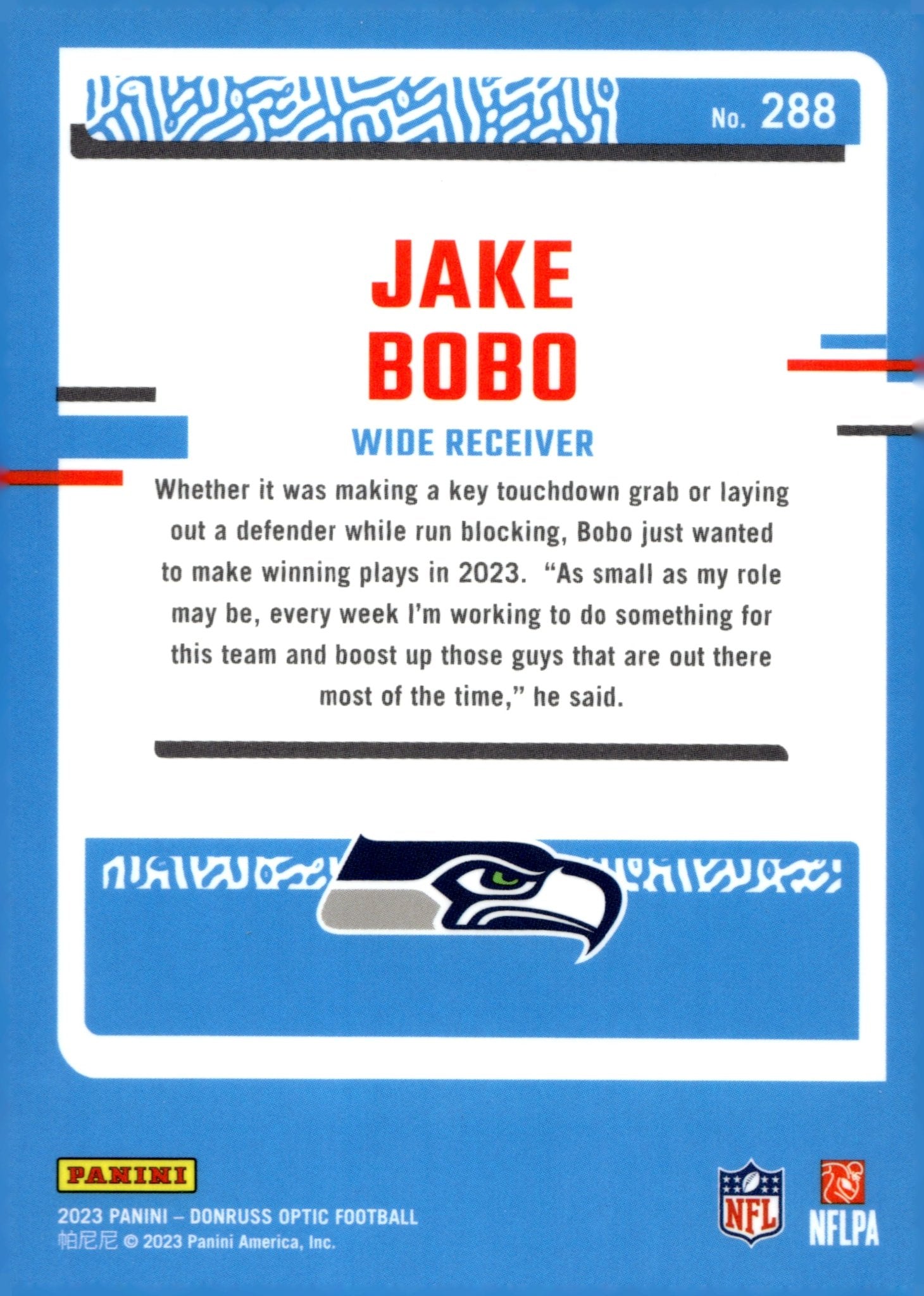 Jake Bobo 2023 Panini Donruss Optic Rated Rookie RC #288 - Collector Store LLC