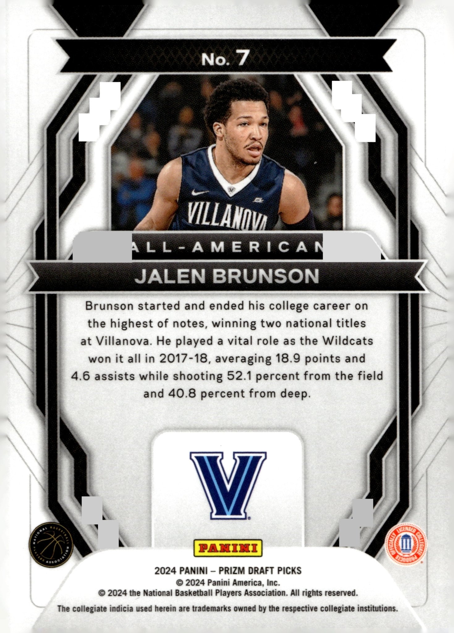 Jalen Brunson 2024 Panini Prizm Draft Picks All American #7 - Collector Store LLC