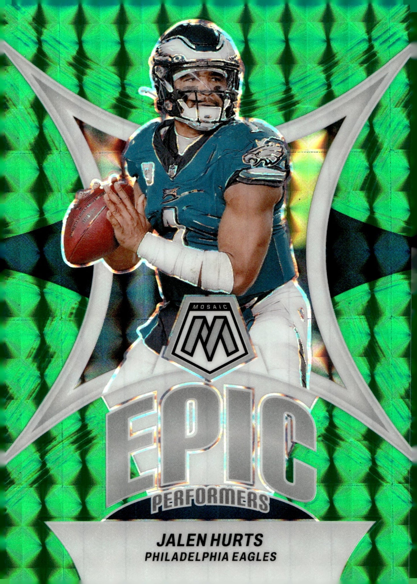 Jalen Hurts 2024 Panini Mosaic Epic Performers Green Prizm #EP - JH - Collector Store LLC