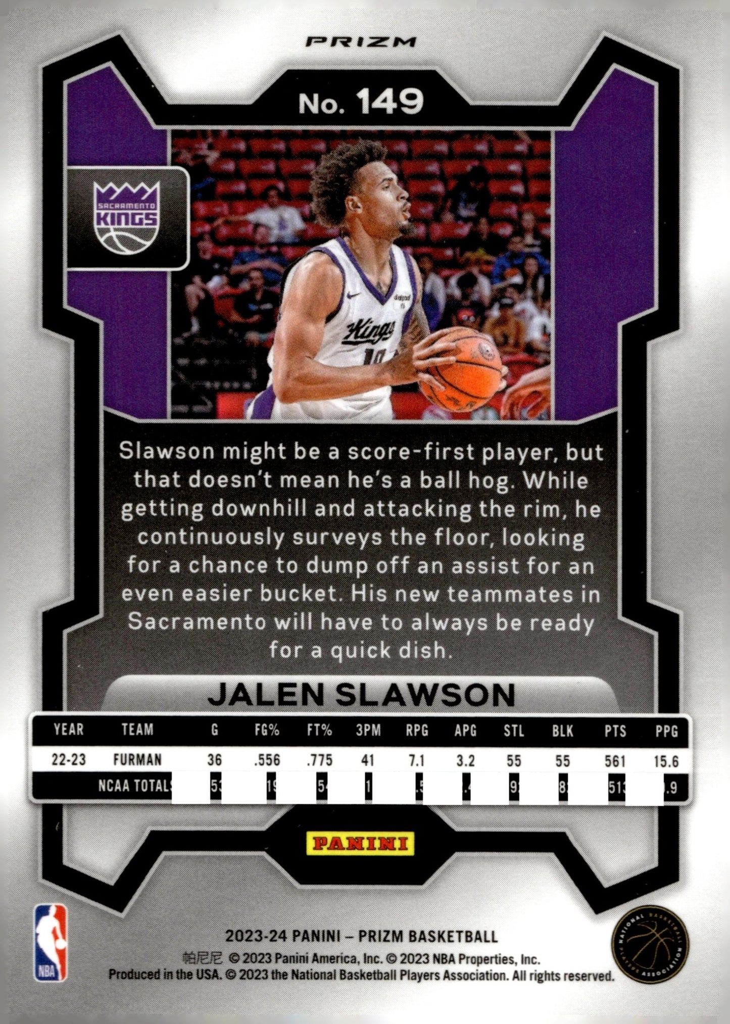 Jalen Slawson 2023 - 24 Panini Prizm Silver Prizm RC #149 - Collector Store LLC