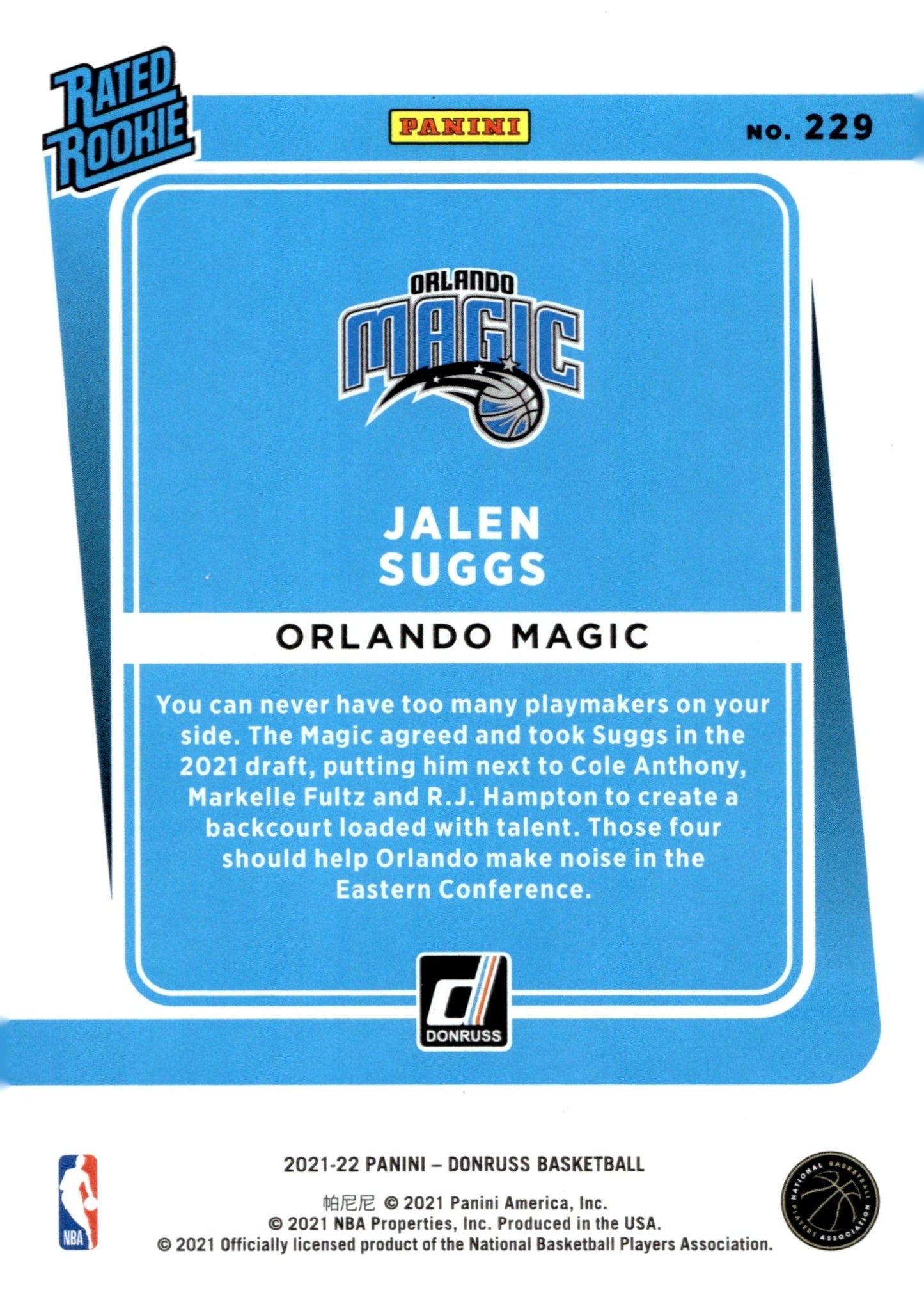 Jalen Suggs 2021 - 22 Panini Donruss Rated Rookie RC #229 #2 - Collector Store LLC