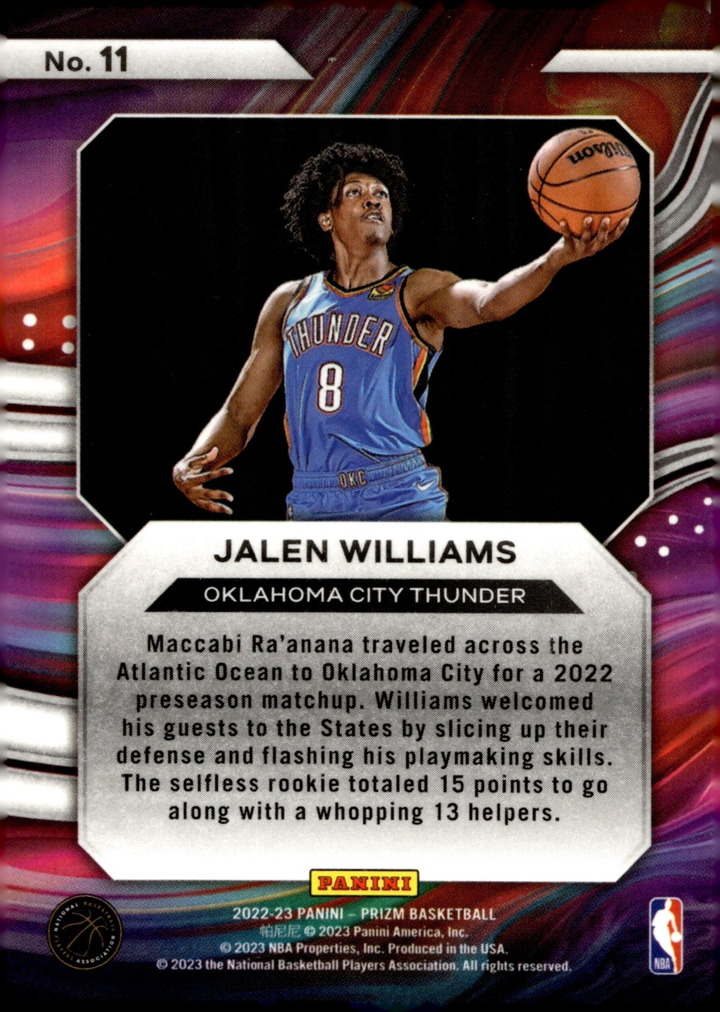 Jalen Williams 2022 - 23 Panini Prizm Instant Impact #11 - Collector Store LLC
