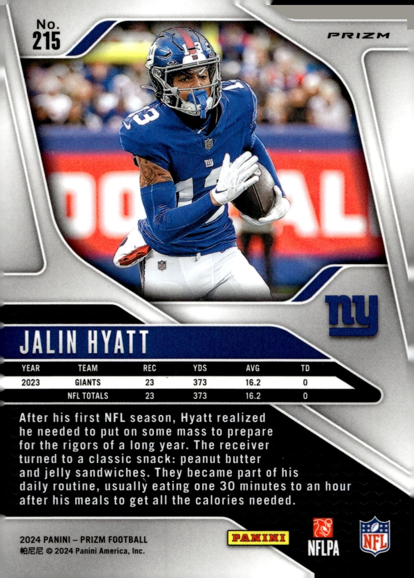 Jalin Hyatt 2024 Panini Prizm Silver Prizm #215 - Collector Store LLC