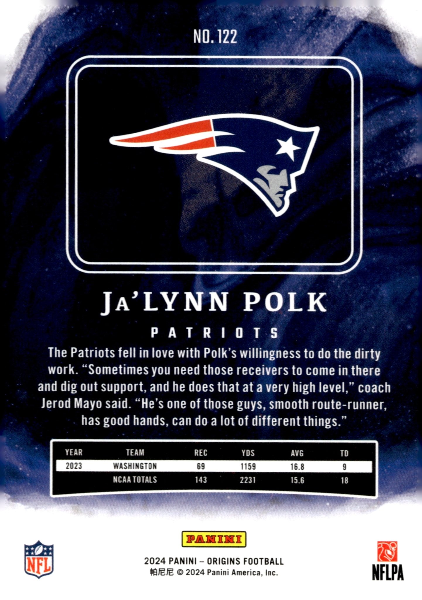 Ja'Lynn Polk 2024 Panini Origins RC #122 - Collector Store LLC