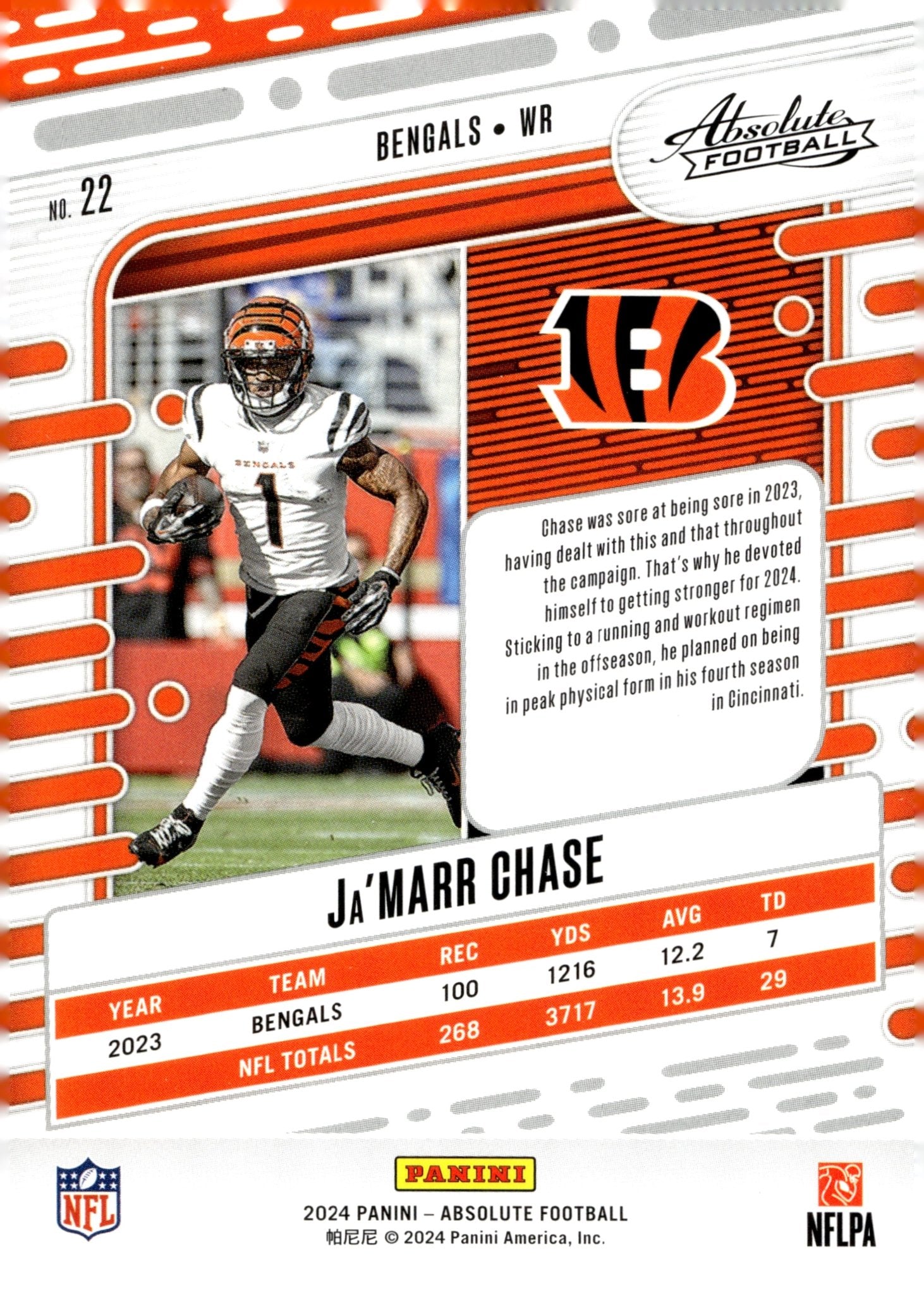 Ja'Marr Chase 2024 Panini Absolute #22 - Collector Store LLC
