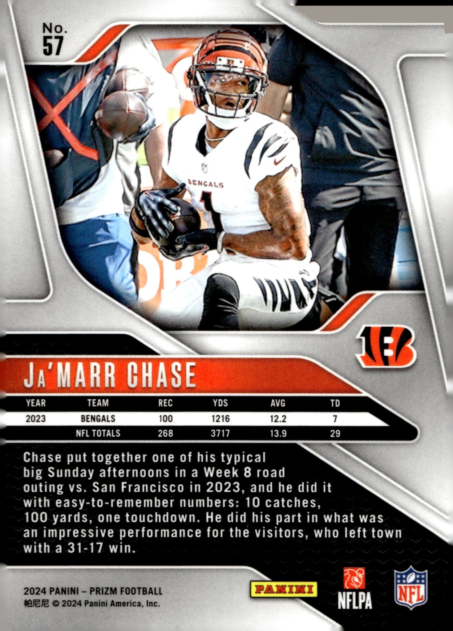 Ja'Marr Chase 2024 Panini Prizm #57 - Collector Store LLC