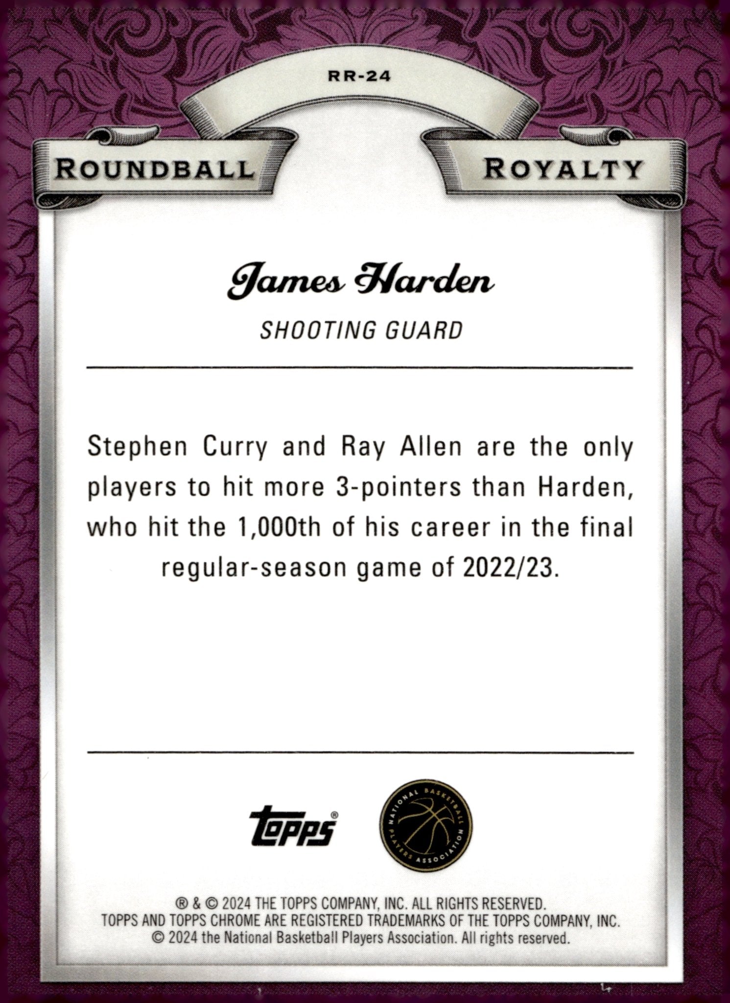 James Harden 2024 Topps Chrome Roundball Royalty Blue Refractor #RR - 24 - Collector Store LLC