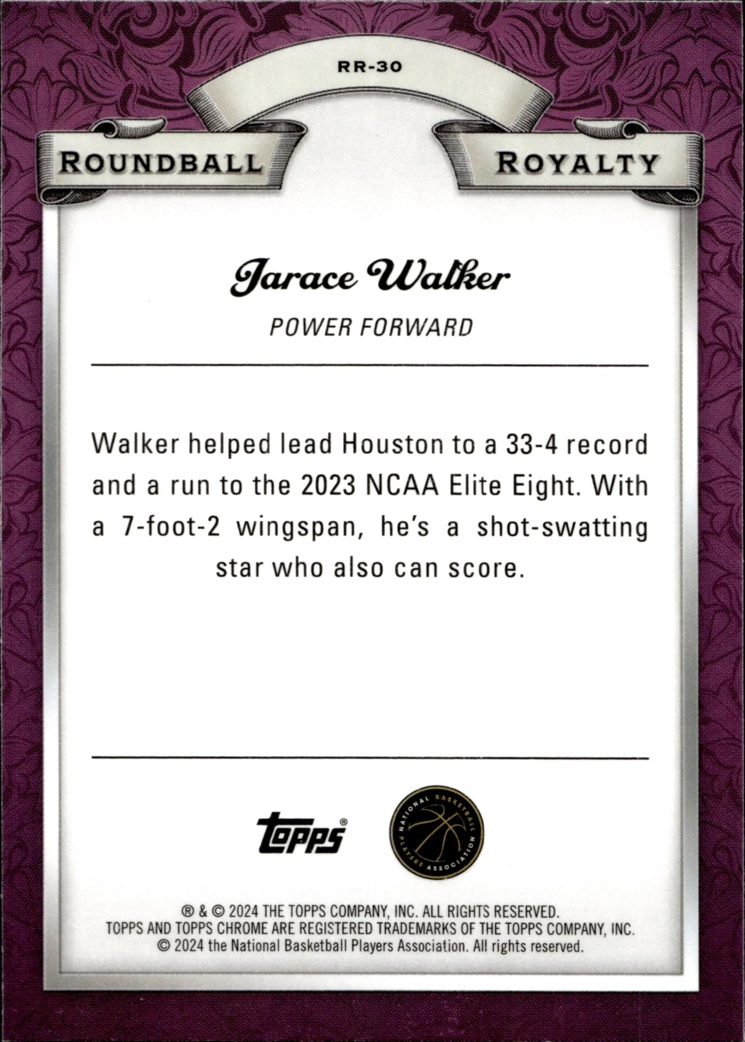 Jarace Walker 2024 Topps Chrome Roundball Royalty Blue Refractor #RR - 30 - Collector Store LLC