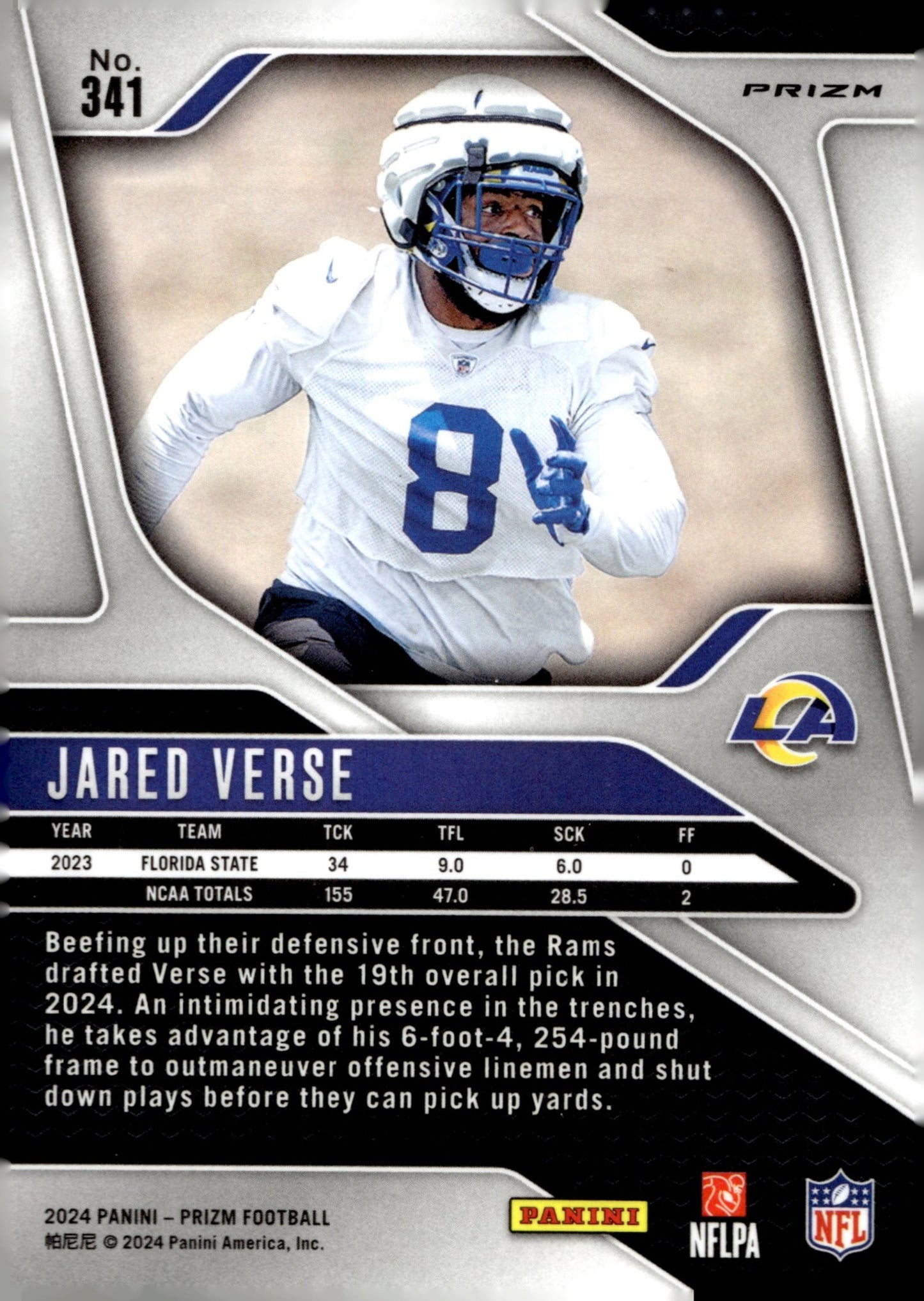 Jared Verse 2024 Panini Prizm Green Prizm RC #341 - Collector Store LLC