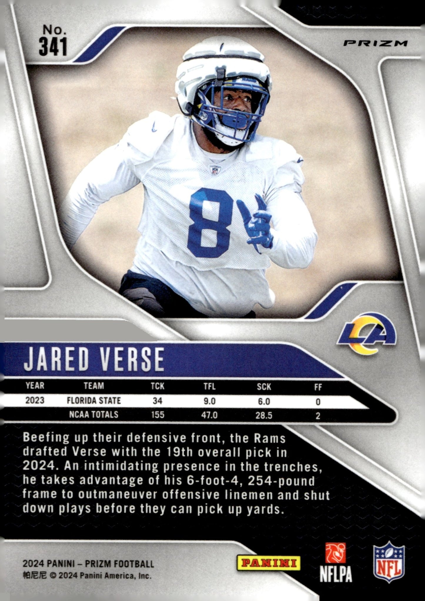 Jared Verse 2024 Panini Prizm Red White & Blue Prizm RC #341 - Collector Store LLC