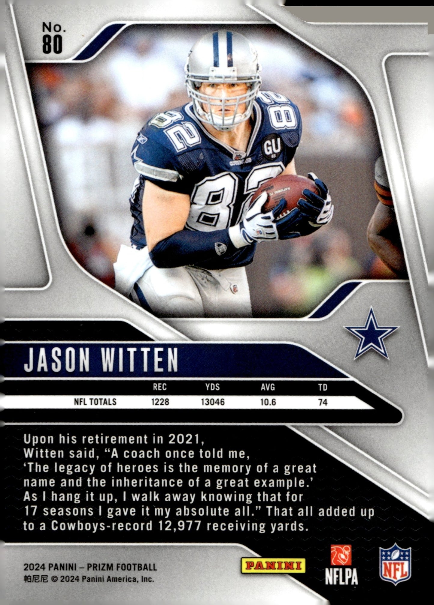 Jason Witten 2024 Panini Prizm #80 - Collector Store LLC