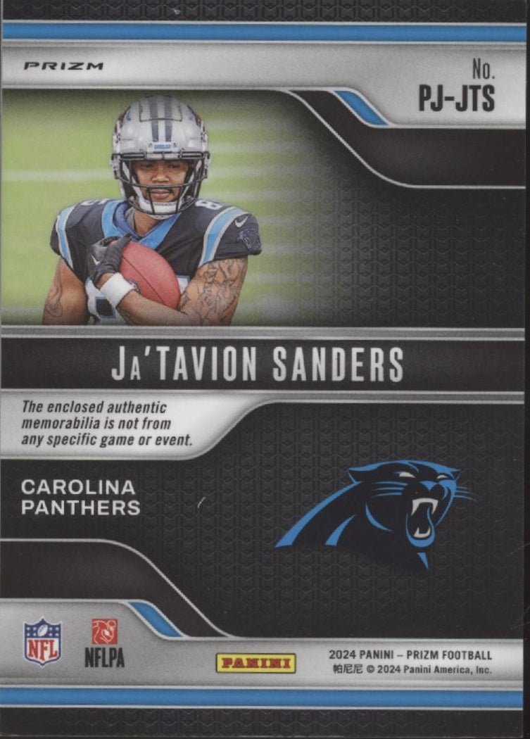 Ja'Tavion Sanders 2024 Panini Prizm Premier Green Pulsar Prizm Swatch RC PJ - JTS - Collector Store LLC