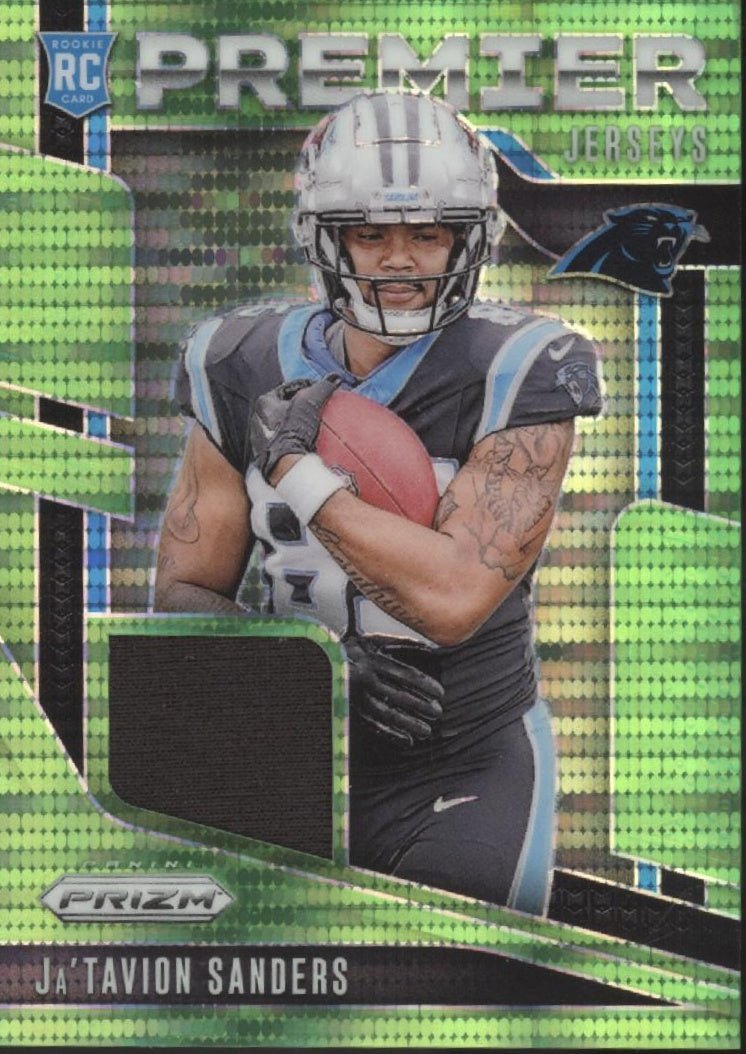 Ja'Tavion Sanders 2024 Panini Prizm Premier Green Pulsar Prizm Swatch RC PJ - JTS - Collector Store LLC