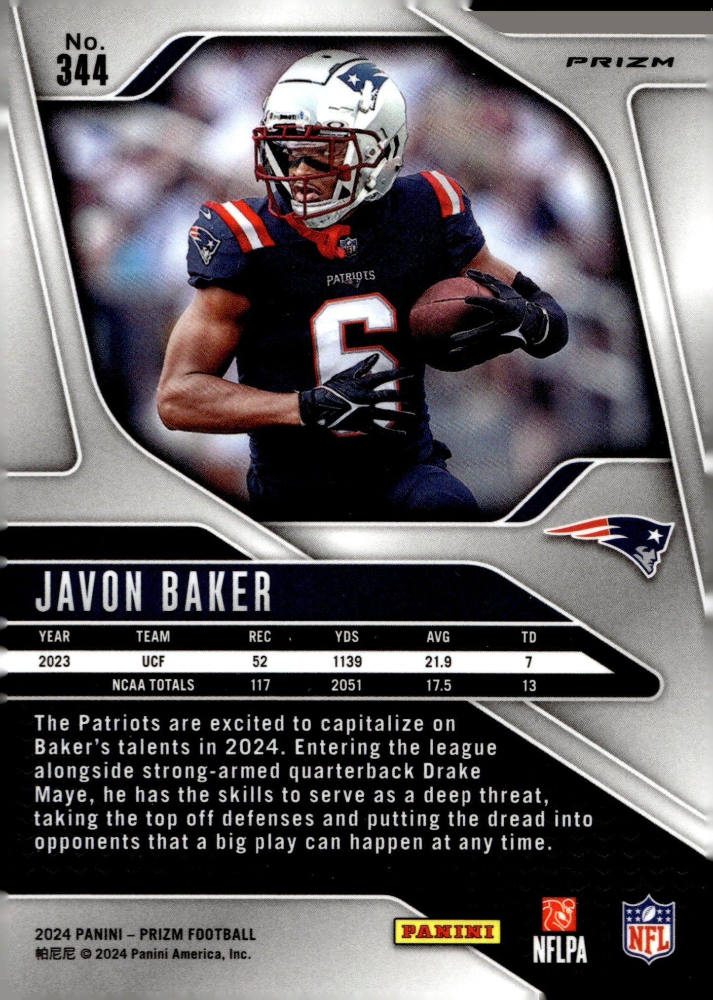 Javon Baker 2024 Panini Prizm Neon Green Pulsar Prizm RC #344 - Collector Store LLC