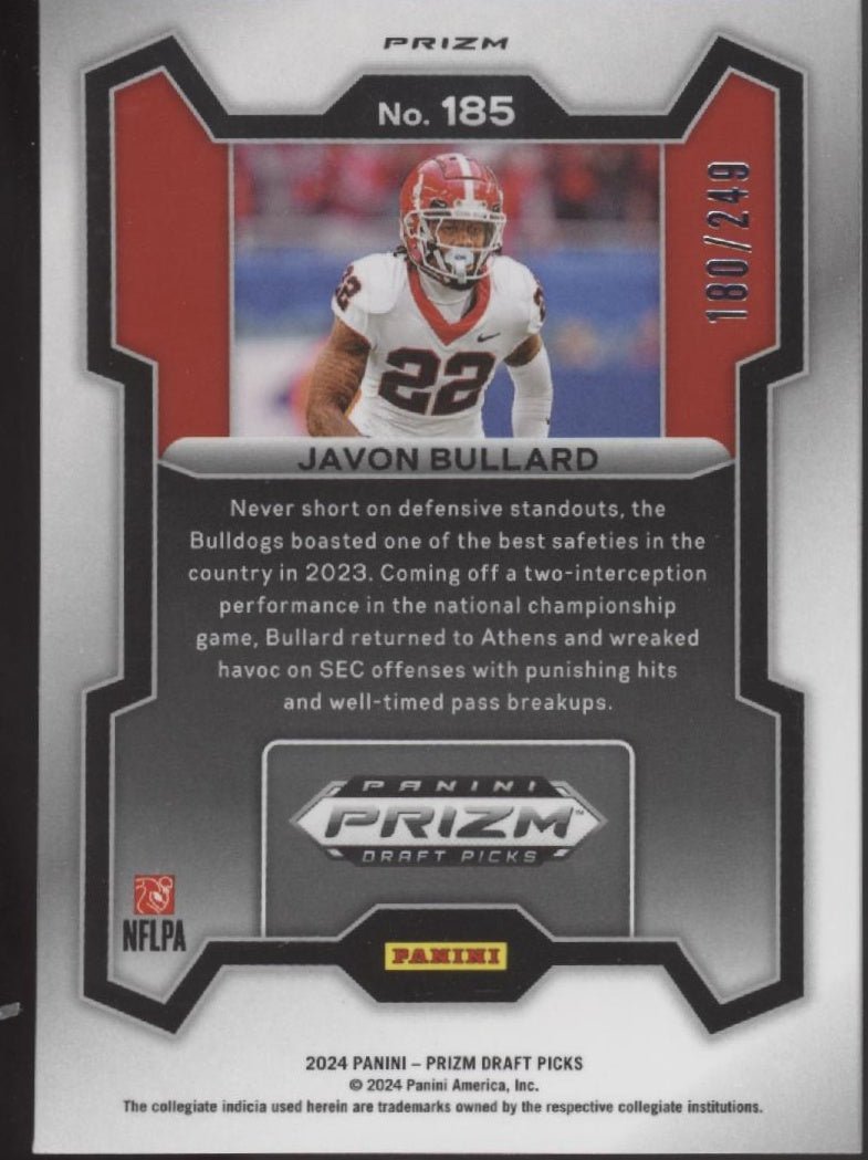 Javon Bullard 2024 Panini Prizm Draft Picks Blue Wave Prizm RC 180/249 #185 - Collector Store LLC