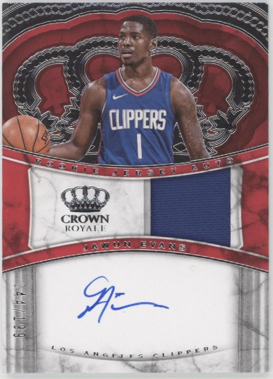 Jawun Evans 2017 - 18 Panini Crown Royale Swatch RC Auto 044/199 #RJA - JEV - Collector Store LLC