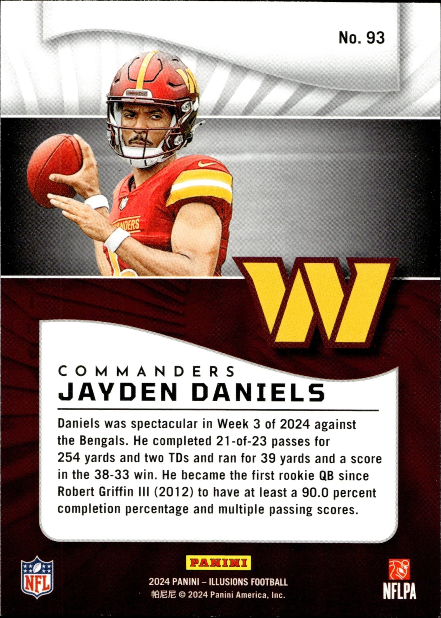 Jayden Daniels 2024 Panini Illusions Black Foil RC #93 - Collector Store LLC