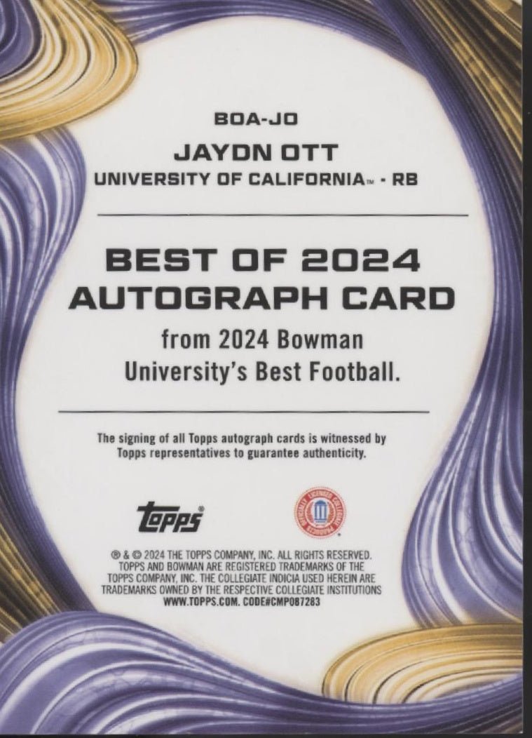 Jaydn Ott 2024 Bowman's Best University Refractor Auto BOA - JO 2 - Collector Store LLC