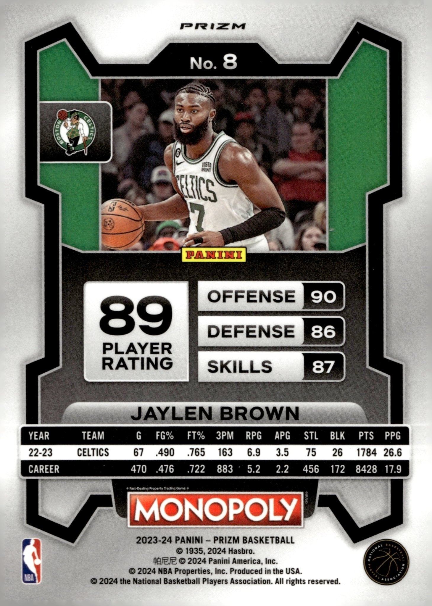 Jaylen Brown 2023 - 24 Panini Prizm Monopoly Purple Wave Prizm #8 - Collector Store LLC