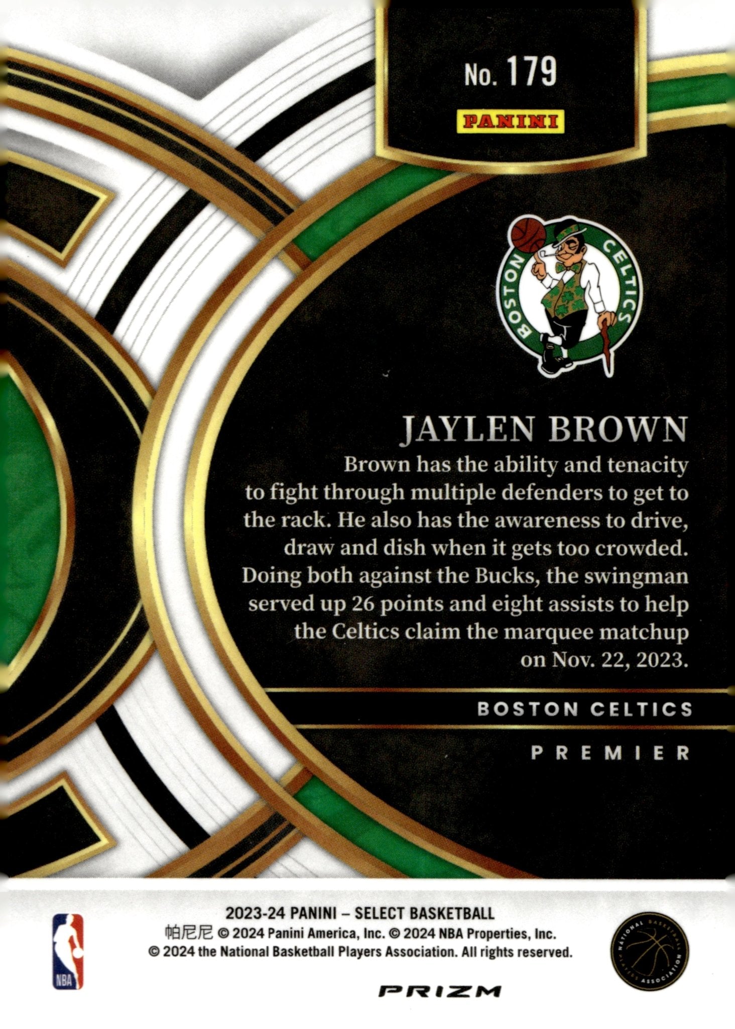 Jaylen Brown 2023 - 24 Panini Select Tri Color Prizm #179 - Collector Store LLC