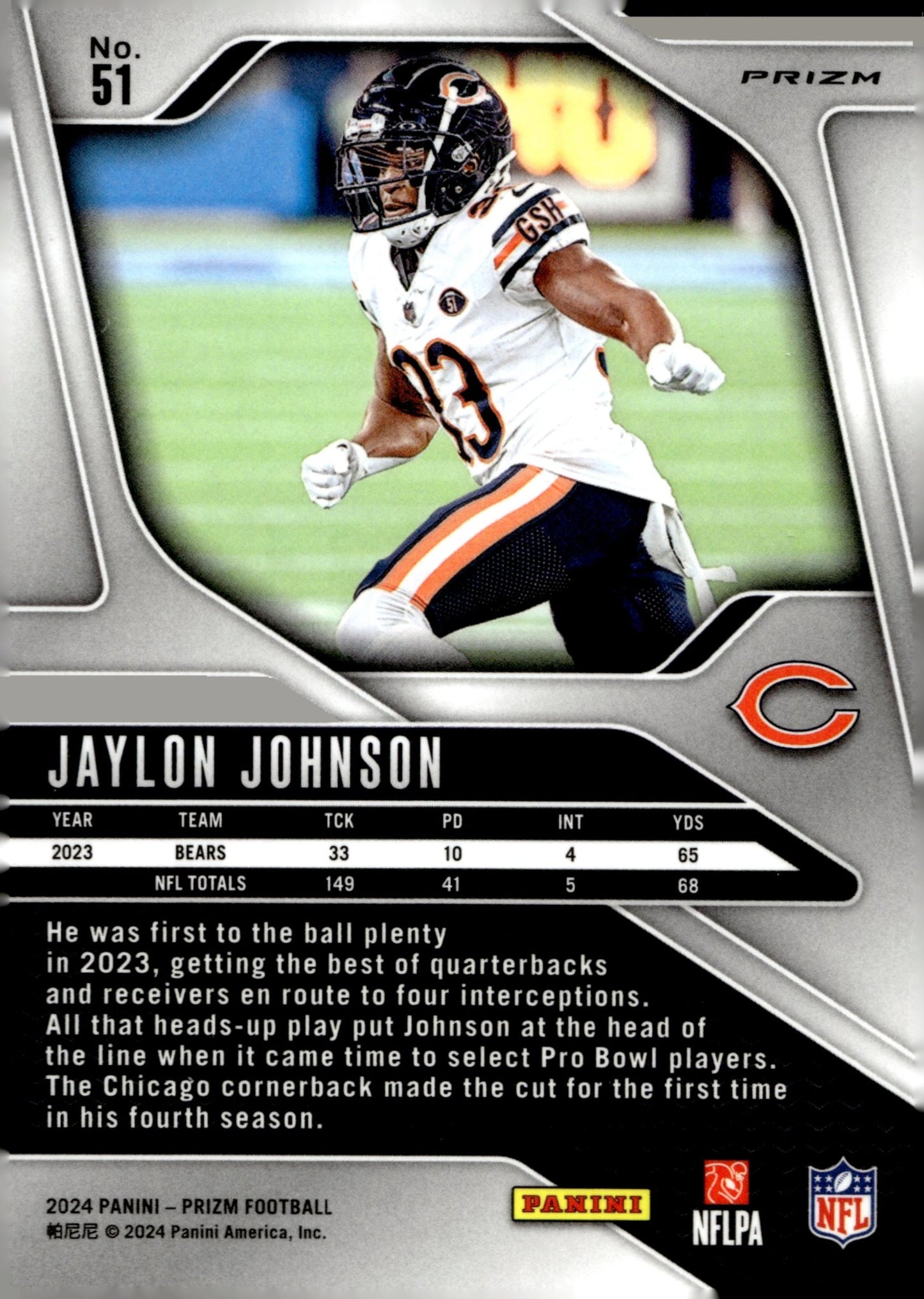 Jaylon Johnson 2024 Panini Prizm Green Prizm #51 - Collector Store LLC