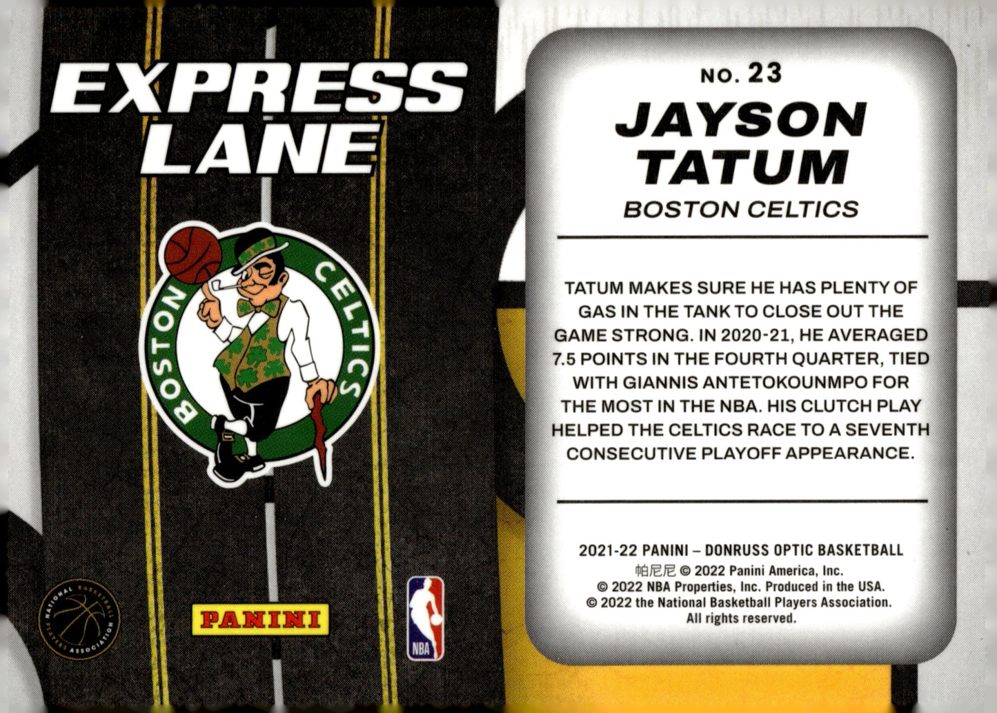 Jayson Tatum 2021 - 22 Panini Donruss Optic Express Lane #23 - Collector Store LLC