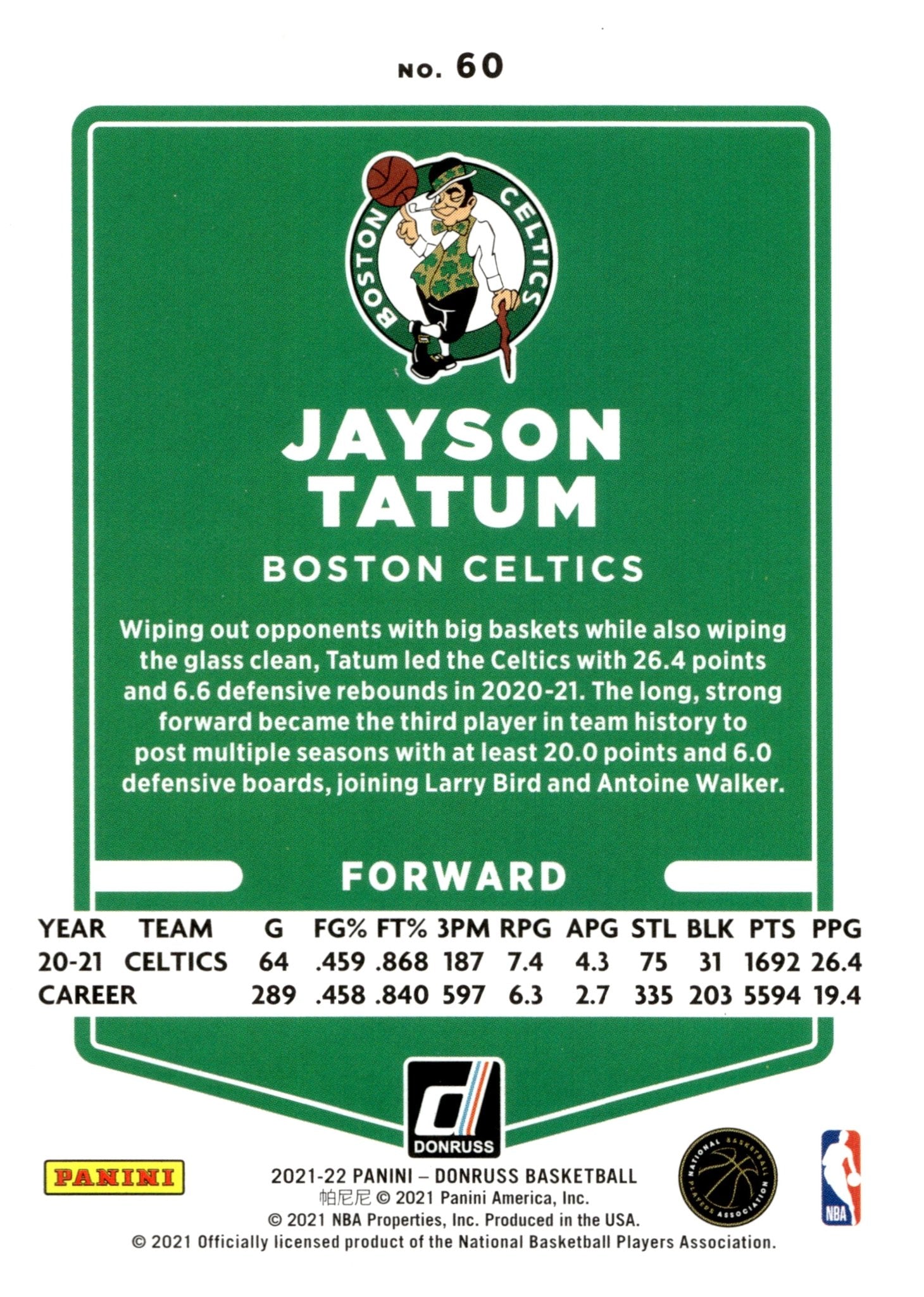 Jayson Tatum 2021 - 22 Panini Donruss Orange Laser #60 - Collector Store LLC