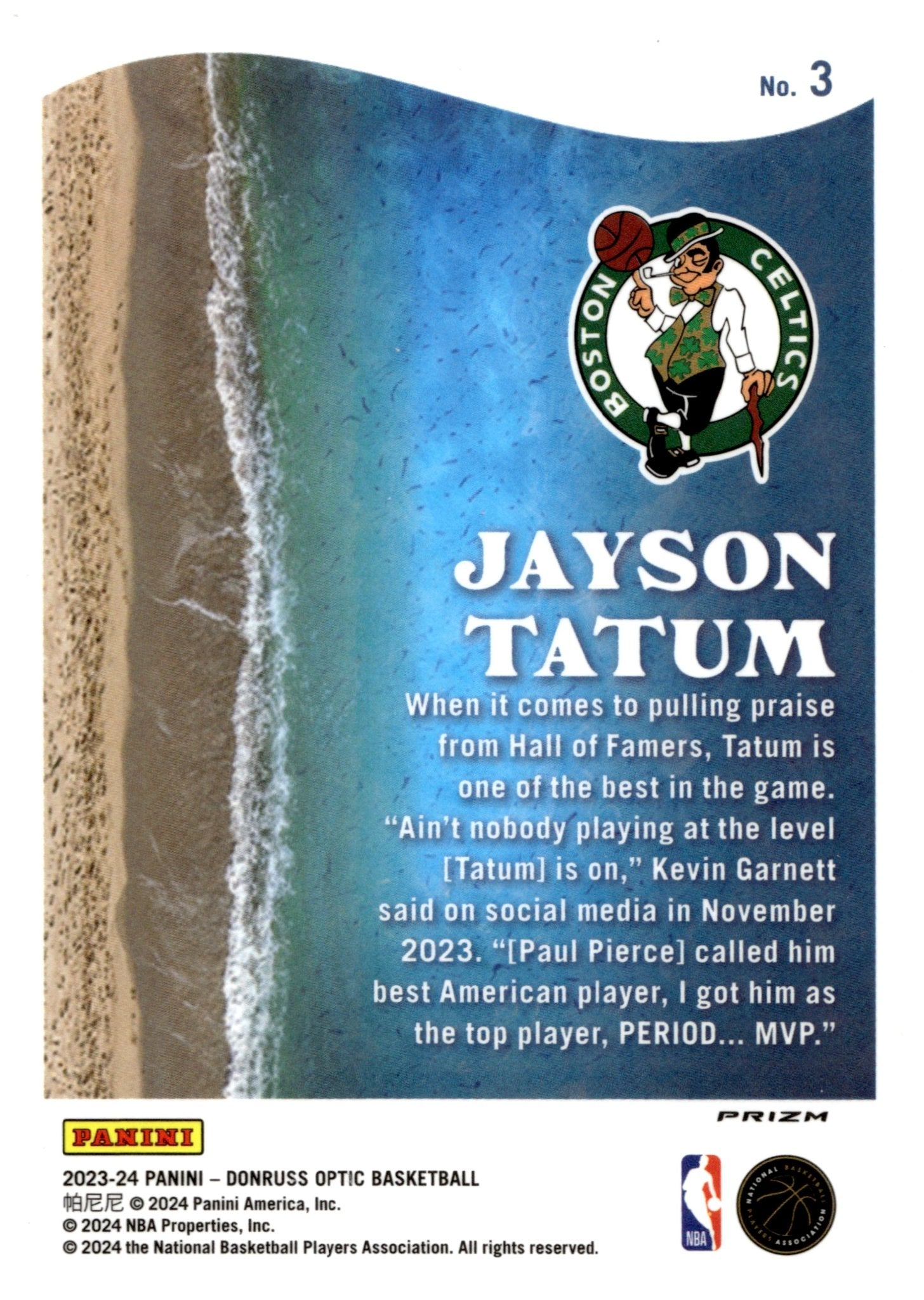 Jayson Tatum 2023 - 24 Panini Donruss Optic Splash! Purple Prizm #3 - Collector Store LLC