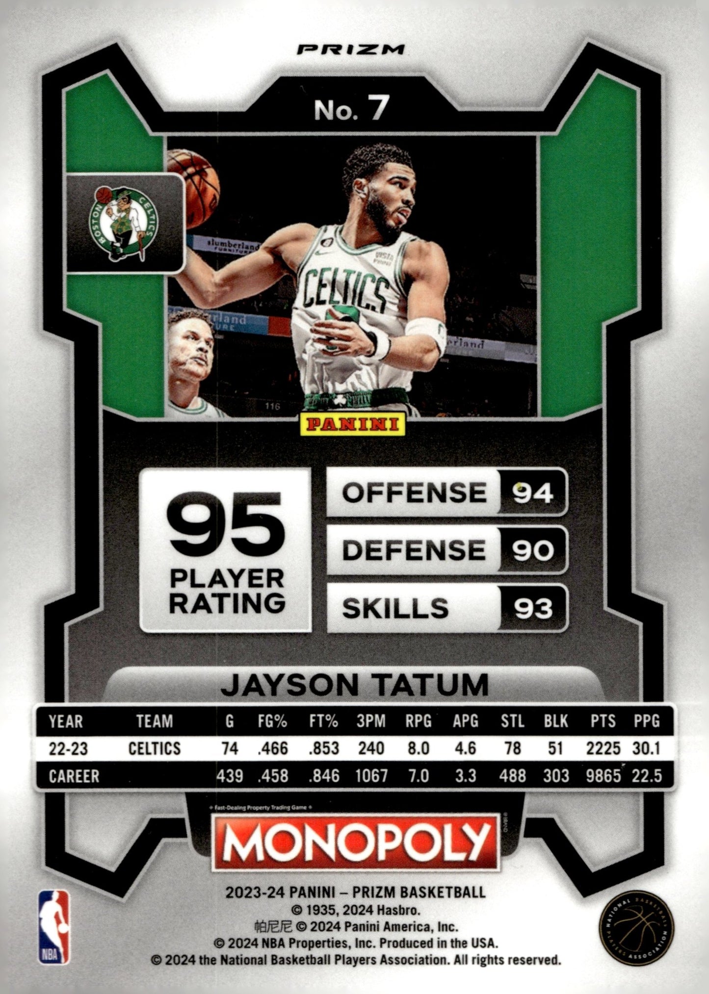 Jayson Tatum 2023 - 24 Panini Prizm Monopoly Purple Wave Prizm #7 #2 - Collector Store LLC