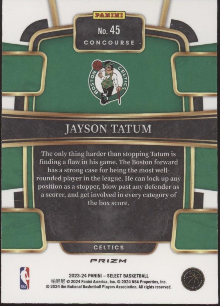 Jayson Tatum 2023 - 24 Panini Select Tiger Prizm #45 - Collector Store LLC