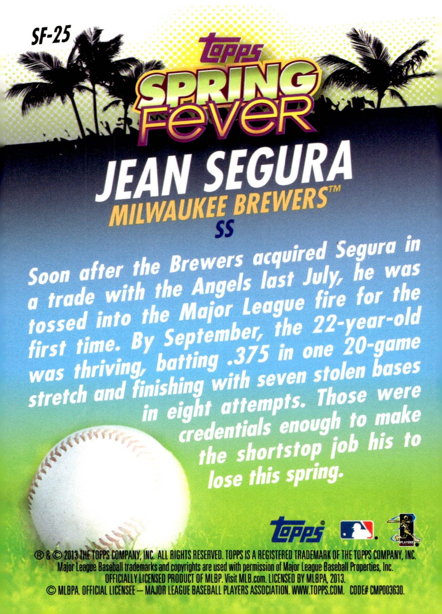 Jean Segura 2013 Topps Spring Fever SF - 25 - Collector Store LLC