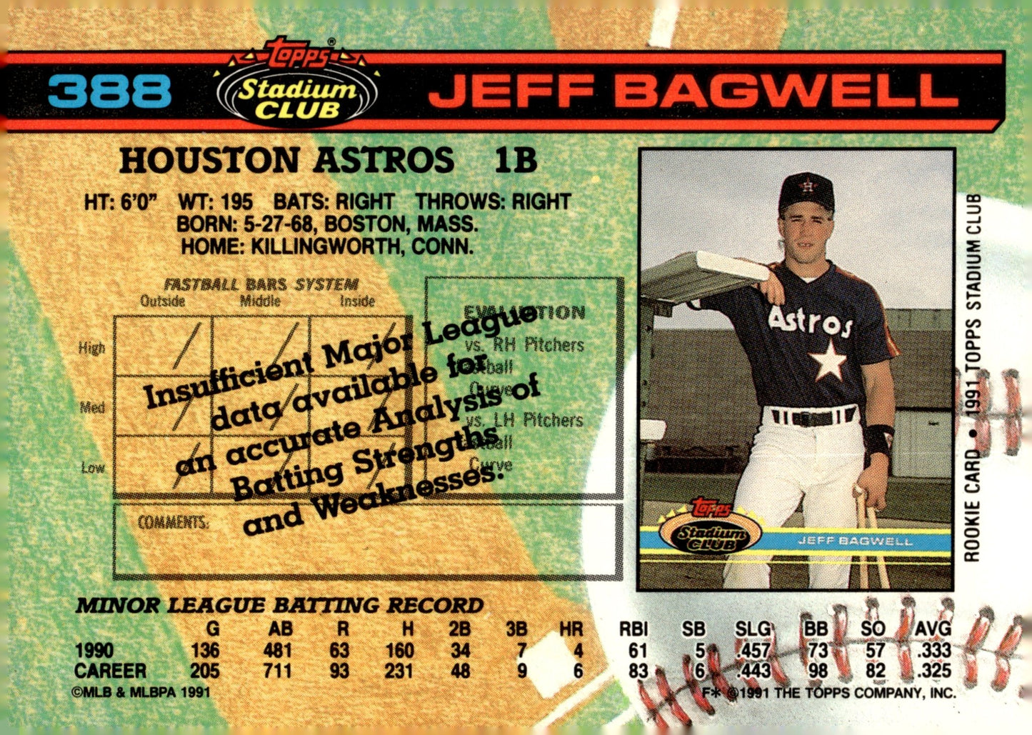 Jeff Bagwell 1991 Topps Stadium Club RC #388 #2 - Collector Store LLC