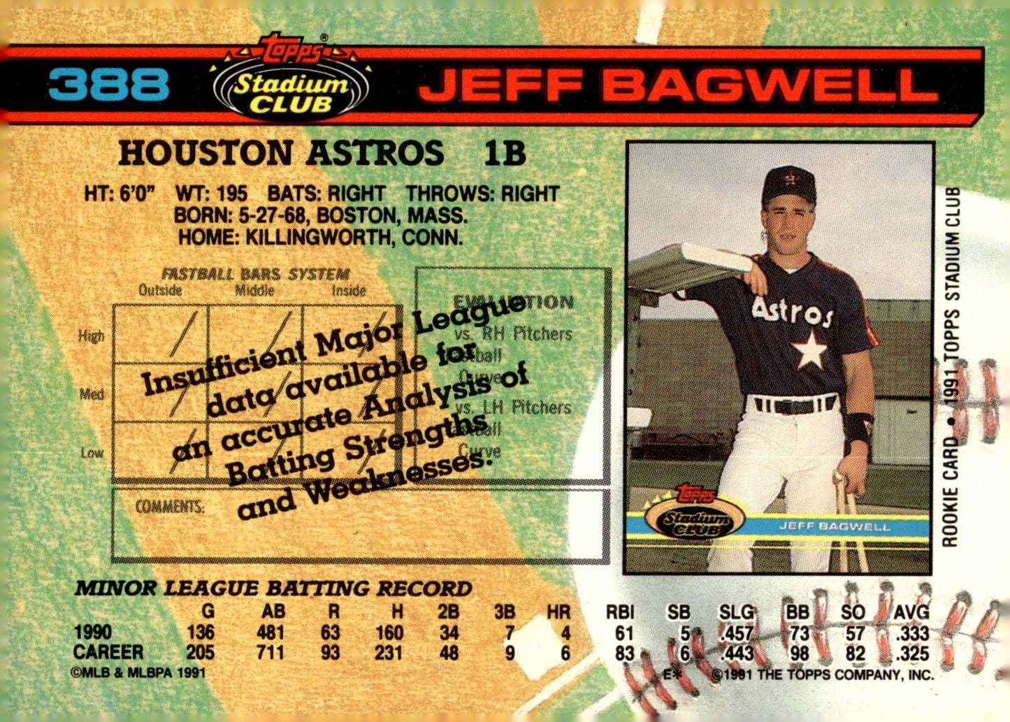 Jeff Bagwell 1991 Topps Stadium Club RC #388 #4 - Collector Store LLC