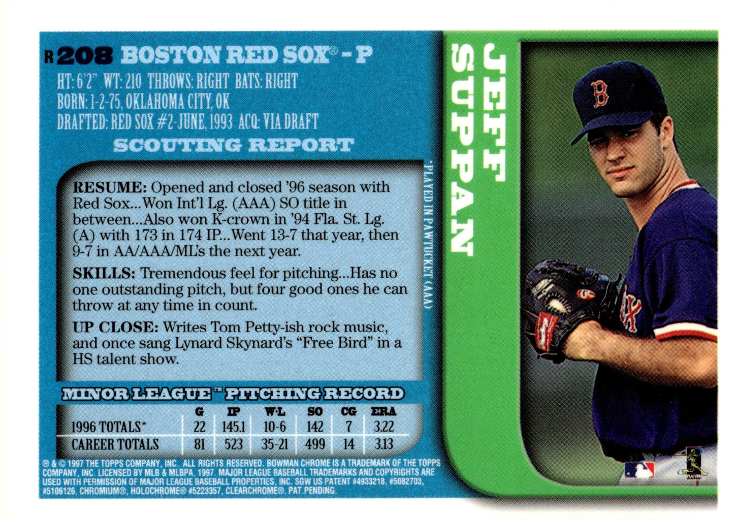 Jeff Suppan 1997 Bowman Chrome #208 - Collector Store LLC
