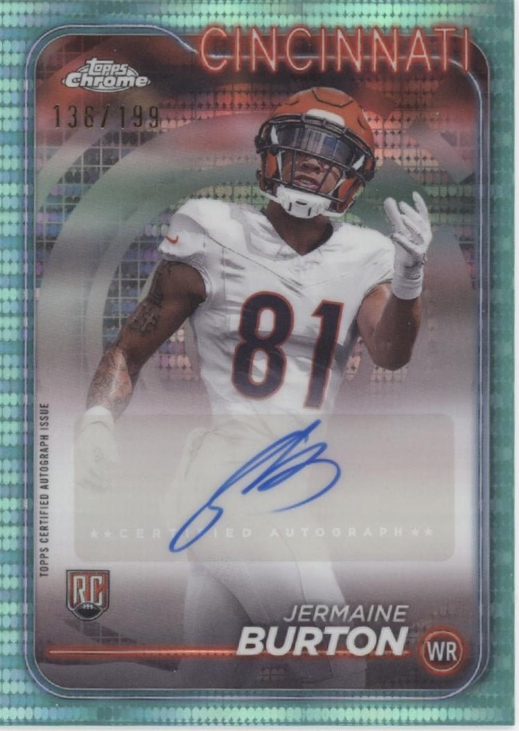 Jermaine Burton 2024 Topps Chrome Variation Aqua Sonar Refractor RC Auto 136/199 - Collector Store LLC