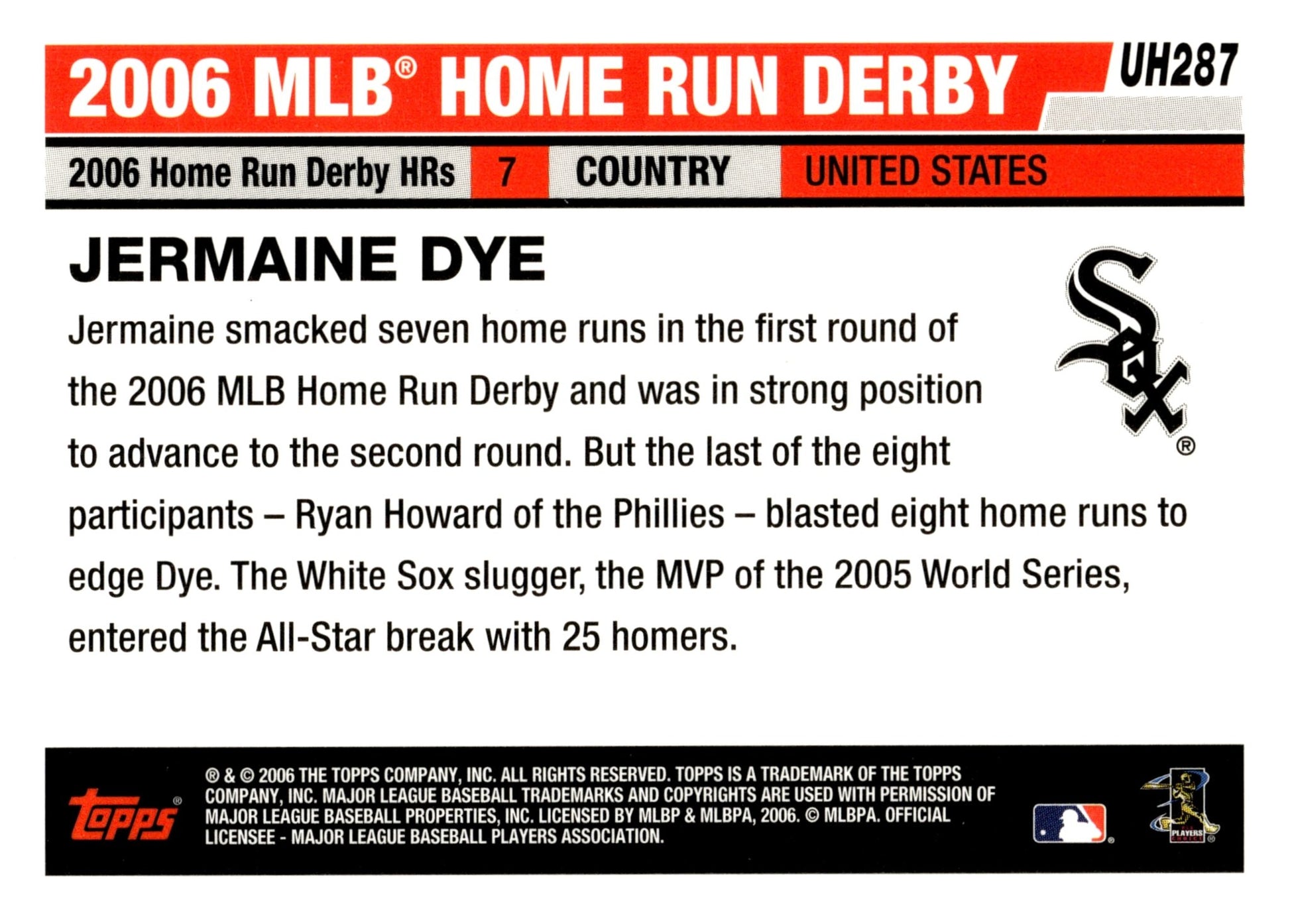 Jermaine Dye 2006 Topps Updates & Highlights UH287 - Collector Store LLC