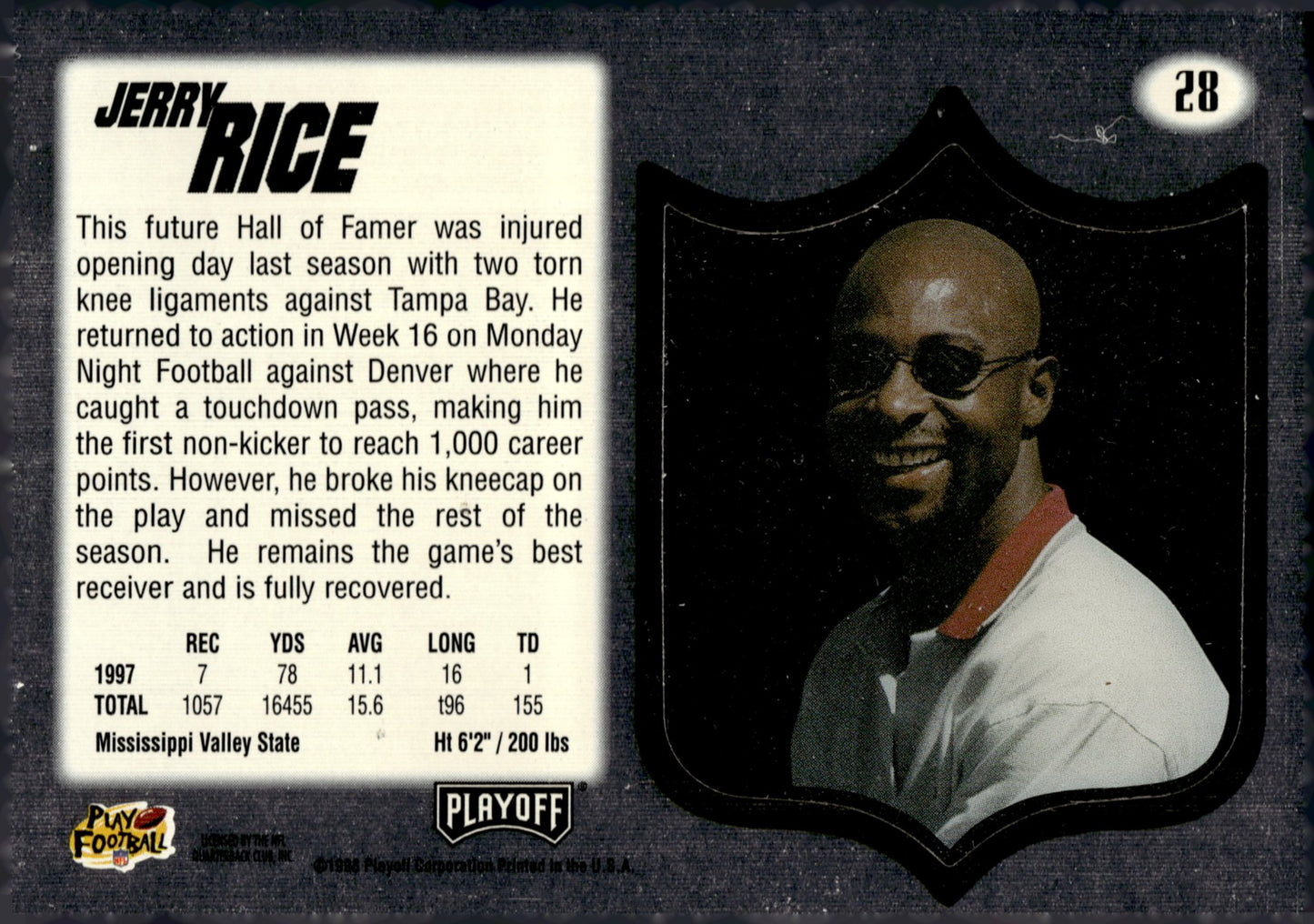 Jerry Rice 1998 Playoff Absolute SSD #28 #1 - Collector Store LLC