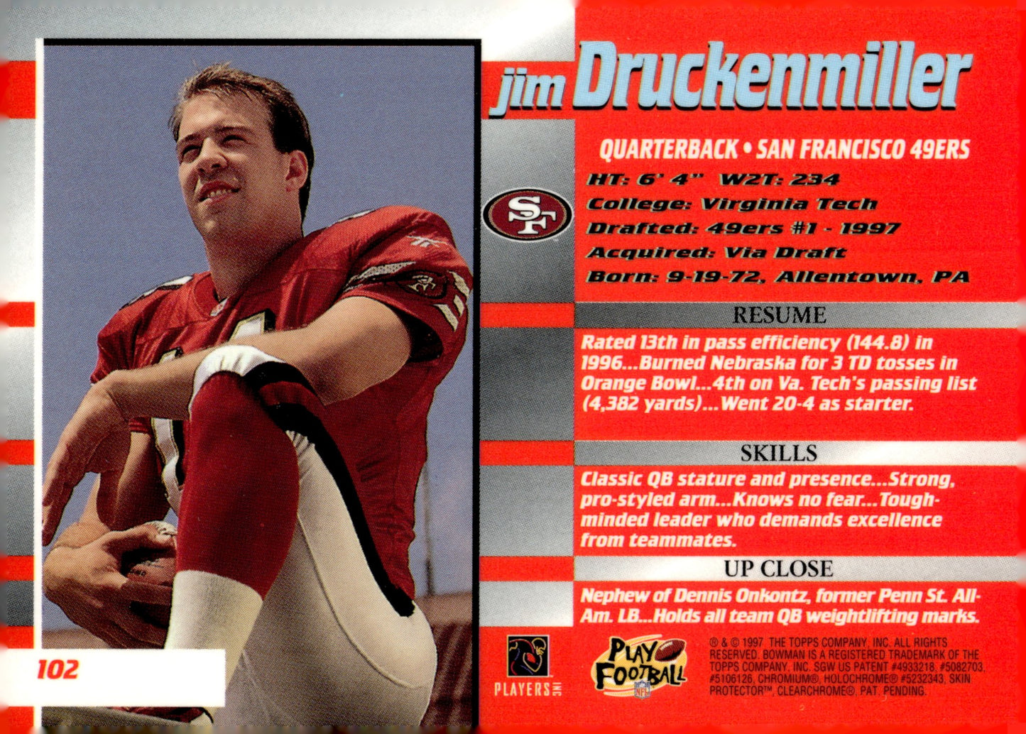 Jim Druckenmiller 1997 Bowman's Best Auto #102 - Collector Store LLC