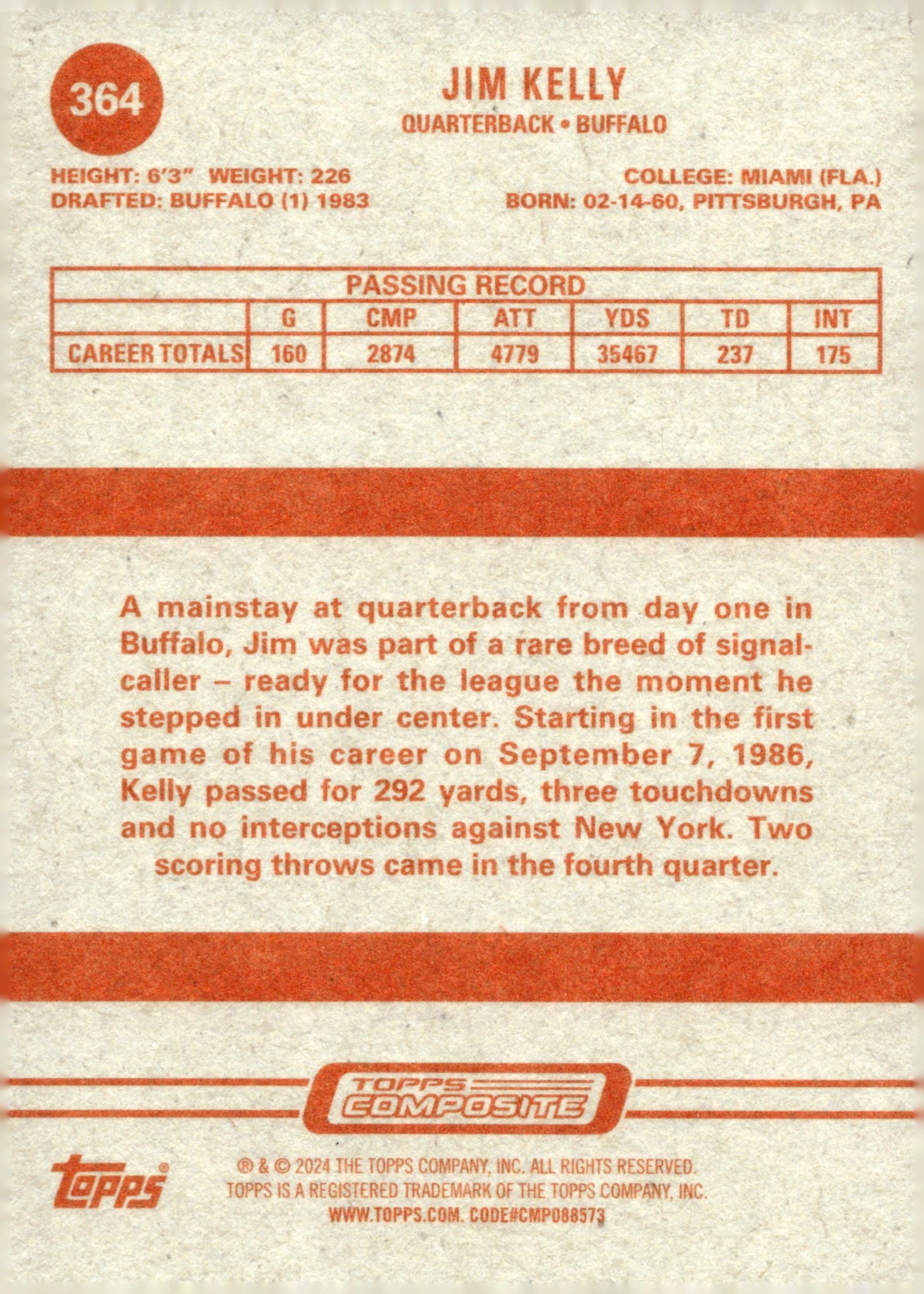 Jim Kelly 2023 Topps Composite Heritage #364 - Collector Store LLC