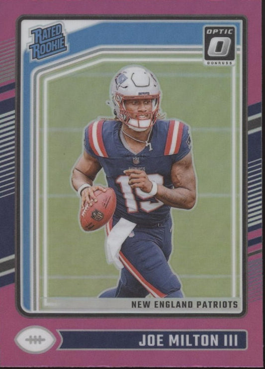 Joe Milton III 2024 Panini Donruss Optic Rated Rookie Pink Prizm RC #255 #2 - Collector Store LLC
