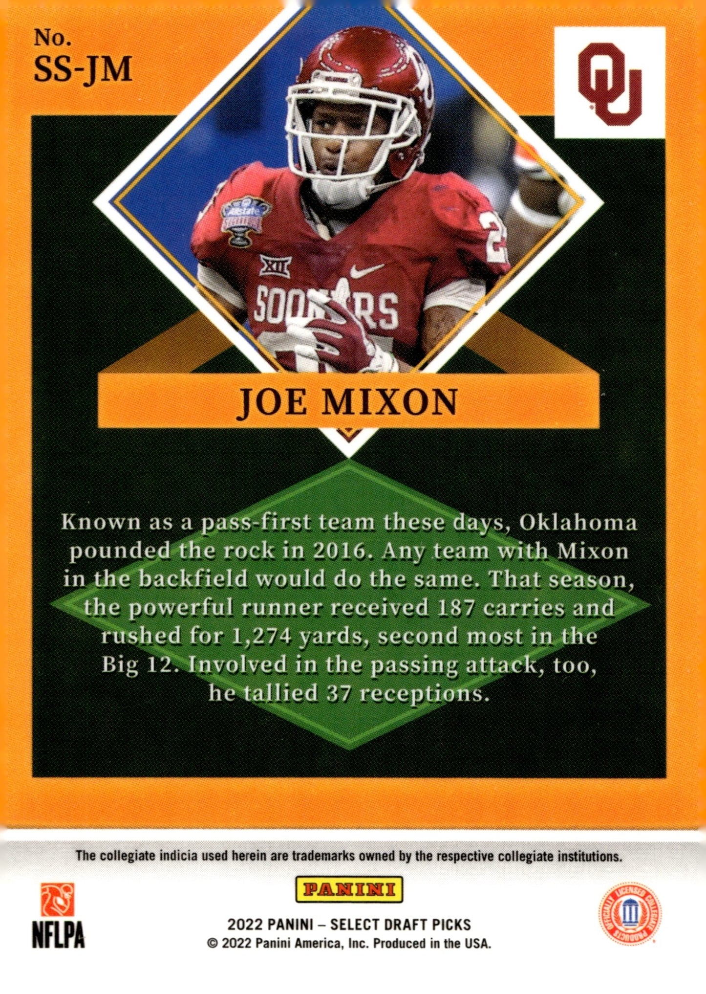 Joe Mixon 2022 Panini Select Draft Picks Stars #SS - JM #2 - Collector Store LLC