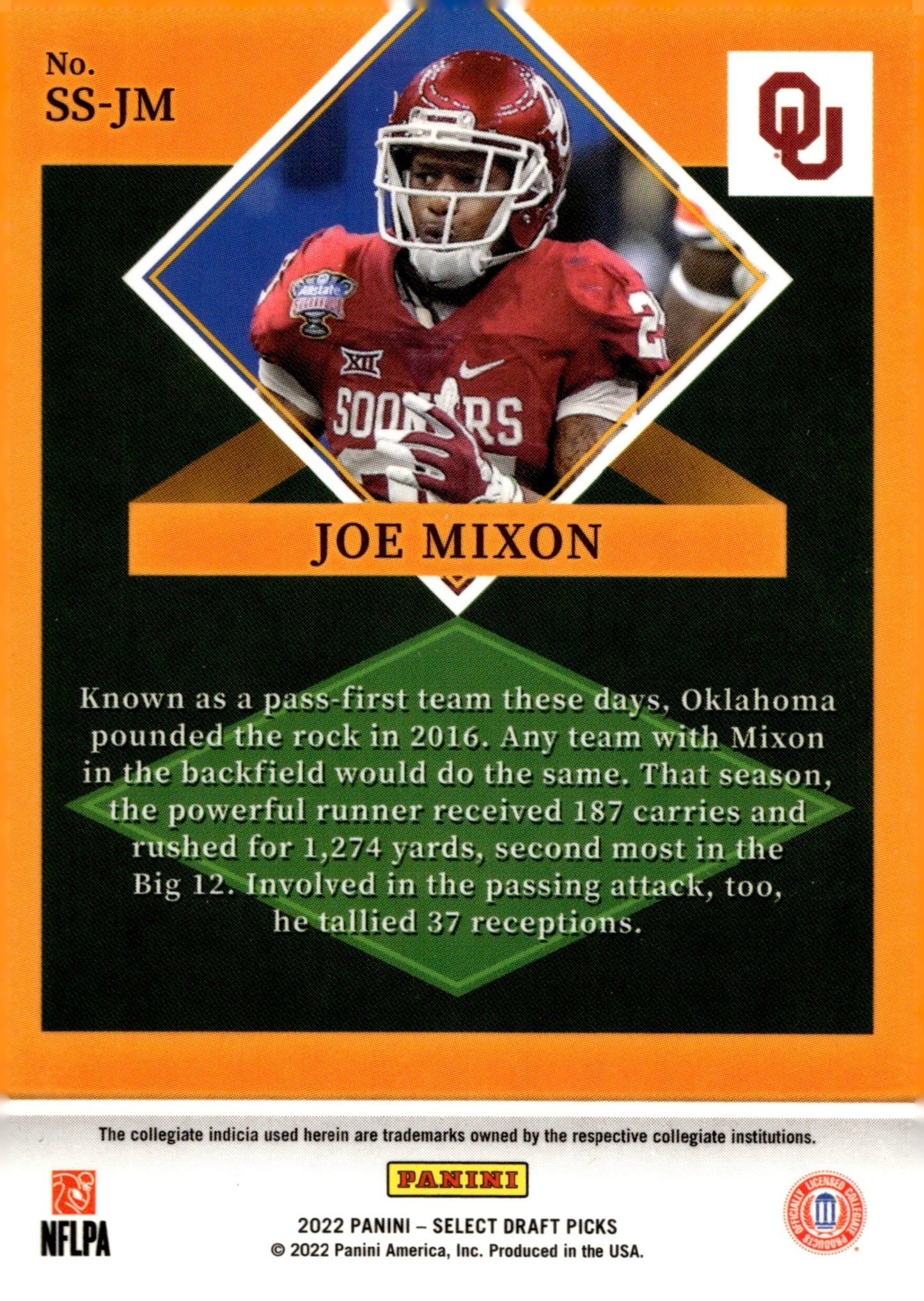 Joe Mixon 2022 Panini Select Draft Picks Stars #SS - JM - Collector Store LLC